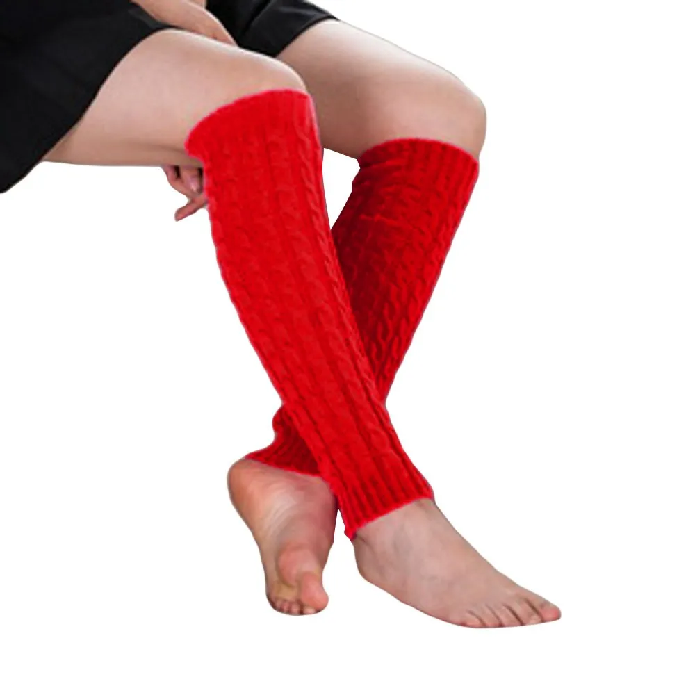 Women Winter Warm Leg Warmers Knitted Crochet Long Socks High Knee Socks Winter Warm Pashmina Cashmere Warm Legs Guantes#38 - Цвет: Red