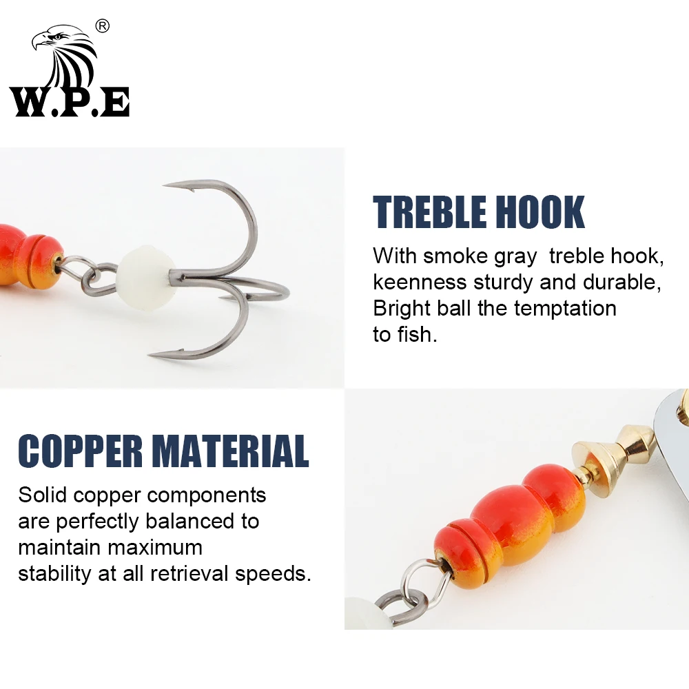 W.P.E 1pcs Spinner Lure 6.8g/9.5g/13.4g Spoon Lure Fishing Lure