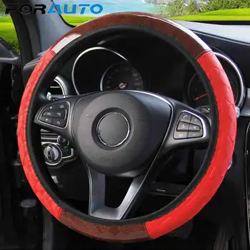 

Universal 4 Colors Car Steering Wheel Cover Wooden Pattern PU Leather Steering Covers Auto Decoration Interior Accessories
