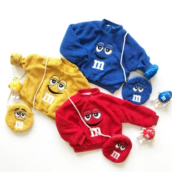 

Tonytaobaby New Winter Style Boys and Girls' Plush and Thickened Round Neck Lovely Baby Girl Sweatshirt with Bag