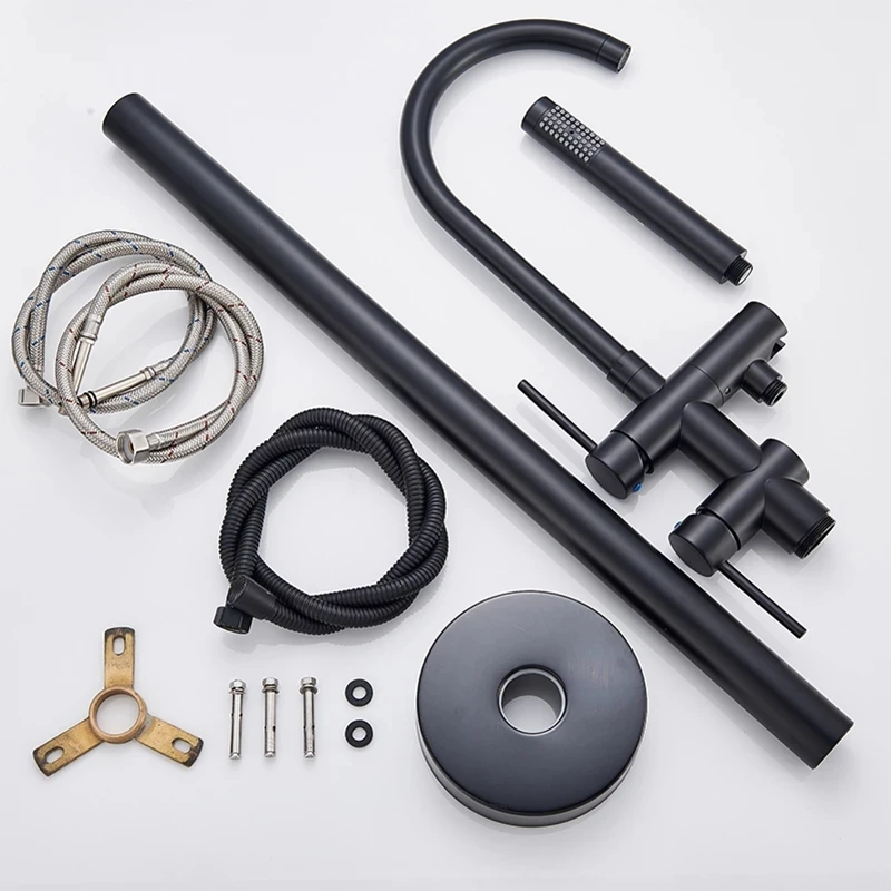 Bathtub Faucet Shower Faucet Black Golden Bathtub Shower Faucet Floor Standing Bath Tub Spout Shower Single Handle Mixer Tap Bathroom Faucet Mixer Tap