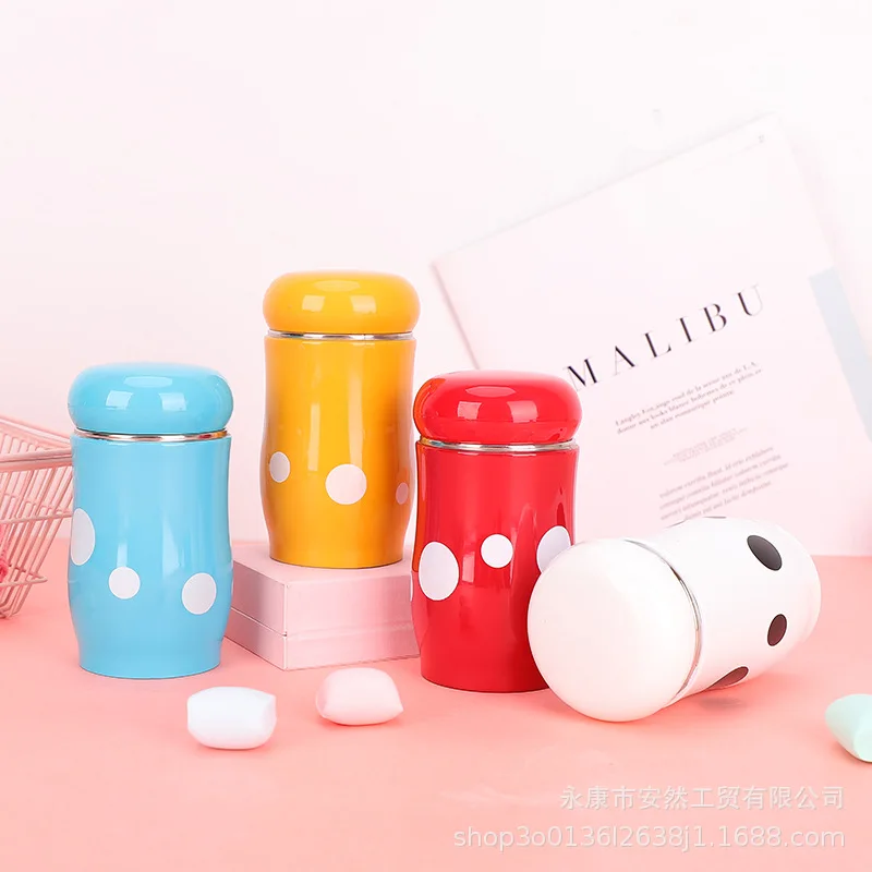 

Insulated Stainless Steel Bottle Children Cute Mushroom Cup Outdoor Sports Portable Cup Lo