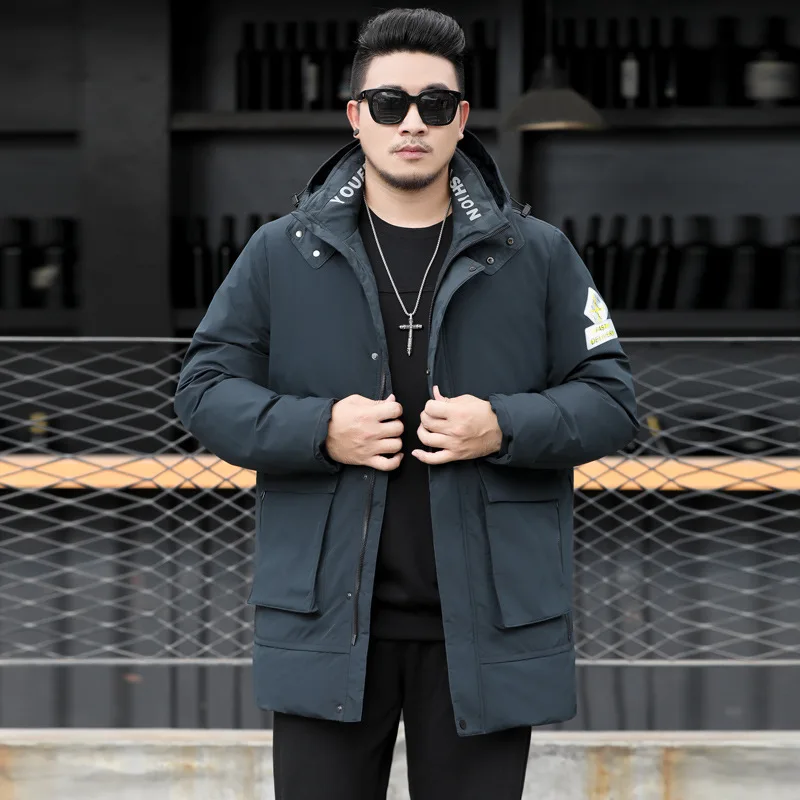 

Winter Fat Man Cotton-padded Jacket Men Medium Length Money Coat Plus Fat plus Size Thicken Cotton-padded Jacket Fat Leisure