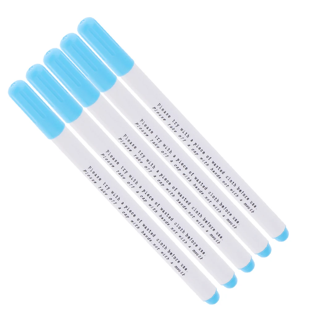 5 Pieces Water Erasable Pen Water Soluble Pen Vanishing Marker Pen for Tailor Fabric Marking