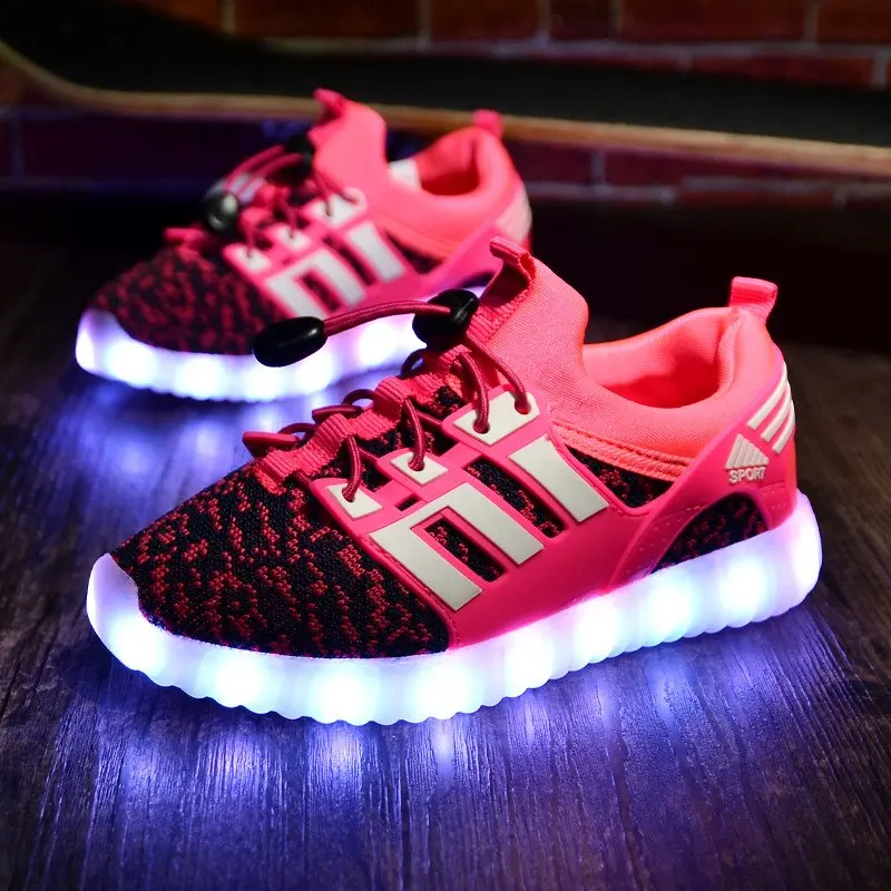 

IGxx LED Light Up Shoes Kids USB Charging Glowing Shoes LED For Kids Flashing Shoes Child Luminous Knit Sport LED Sneakers Boys