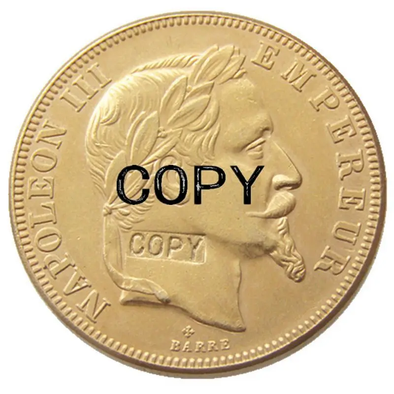Позолоченная копия монеты Napoléon III 1866A Франция 50 франков | Дом и сад