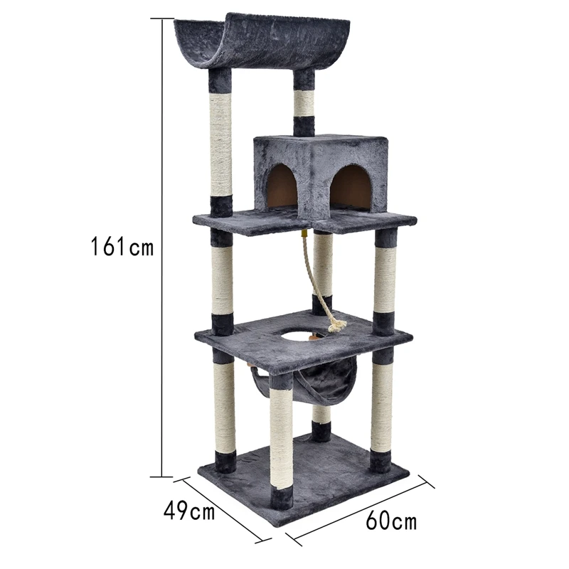 WJ0254-h H153cm кошачья игрушка Когтеточка дерево скалолазание большой размер кошка прыгающая игрушка с лестницей котенок скалолазание рама кошка мебель домик для кошек - Цвет: WJ0254-h
