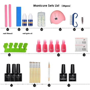 

Nail Set for Manicure Kit UV Led Lamp With Nail Gel Polish Varnish Pedicure Nail Extension Tools