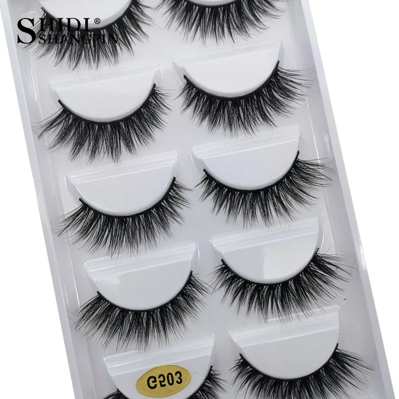 G503A SHIDISHANGPIN makeup false eylashes extension 1 box 3d mink fake lashes 5 pairs lashes mink eyelashes natrual make up maquiagem - Цвет: G503A