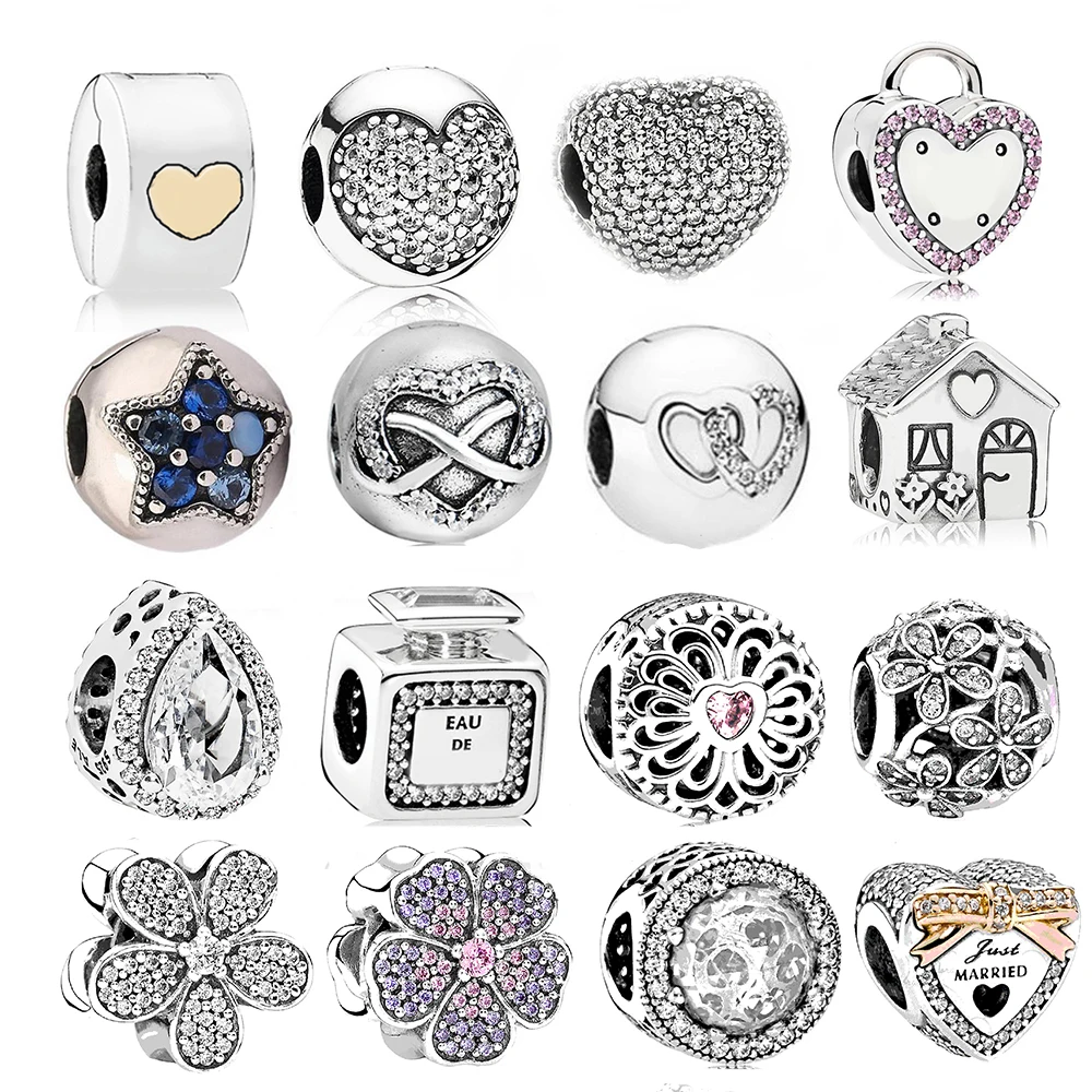 Pave Purple CZ Primrose Charms Beads 100% Real 925 Sterling Silver Jewelry Flower Bead Fit Brand Bracelets DIY Accessories | Украшения и