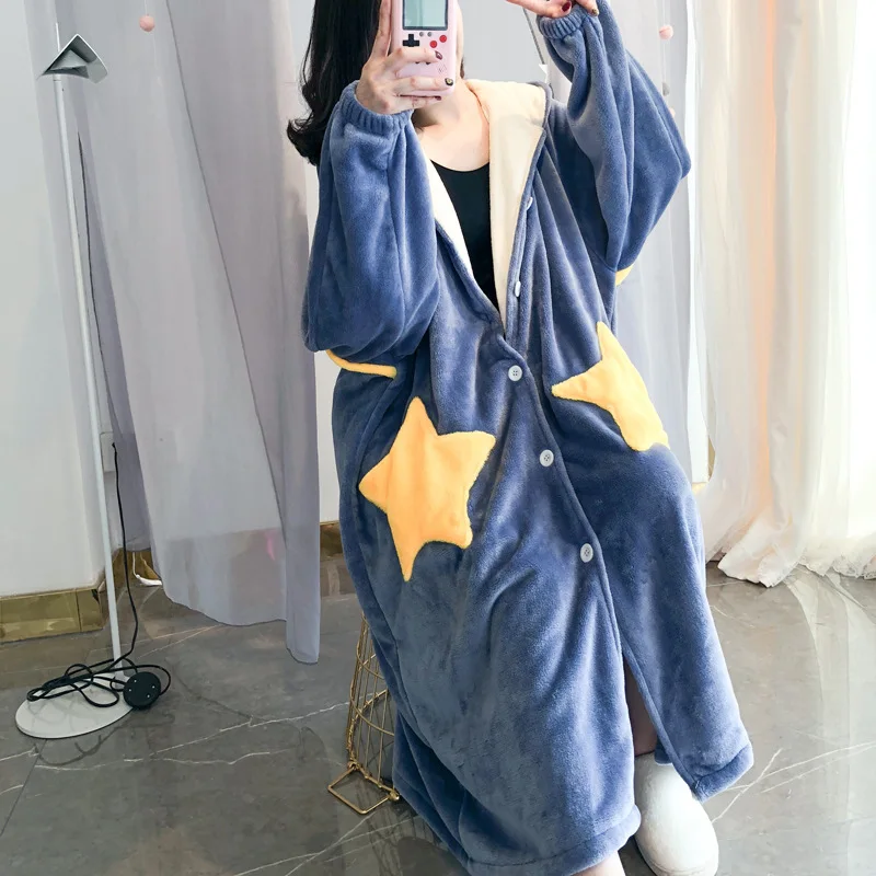 

Kee Shing Star Robe 5-Color Walking of Blanket Star Nightgown Long Extra-large Thick 300g Do Couples