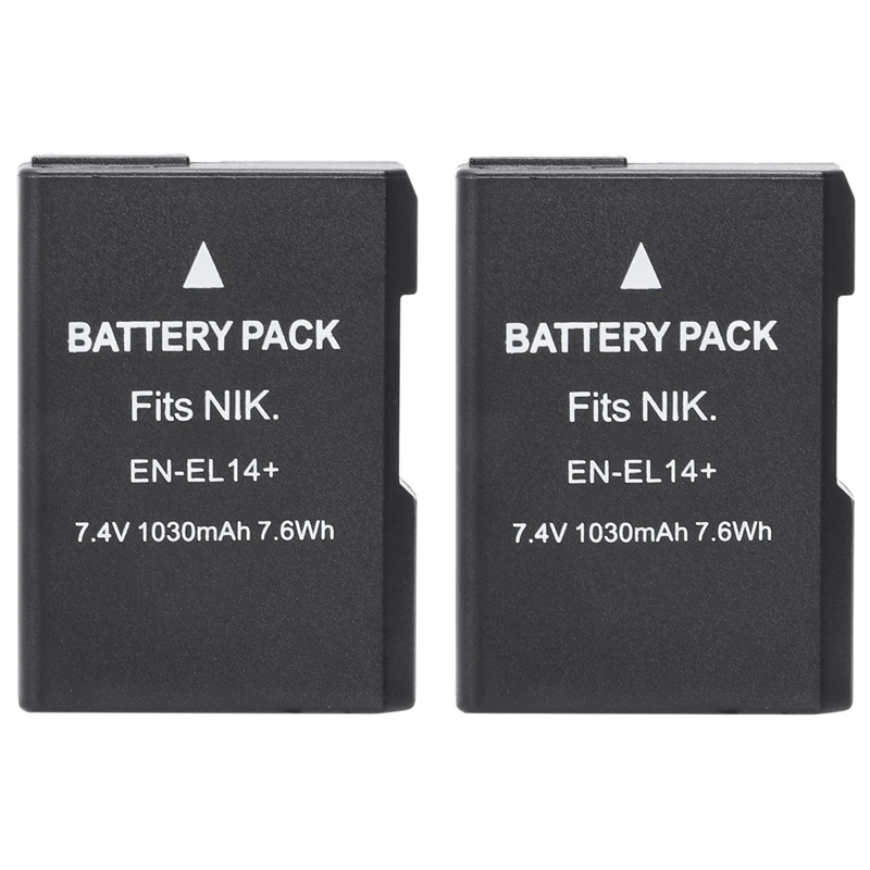 2 Pcs En-El14 Battery And Lcd Dual Battery Usb Charger For Nikon D5500, D5300, D5200, D5100, D3400, D3300, Df Dslr, Coolpix P770