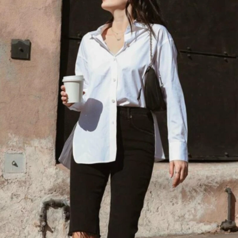 White shirt with slits on the side Clearance