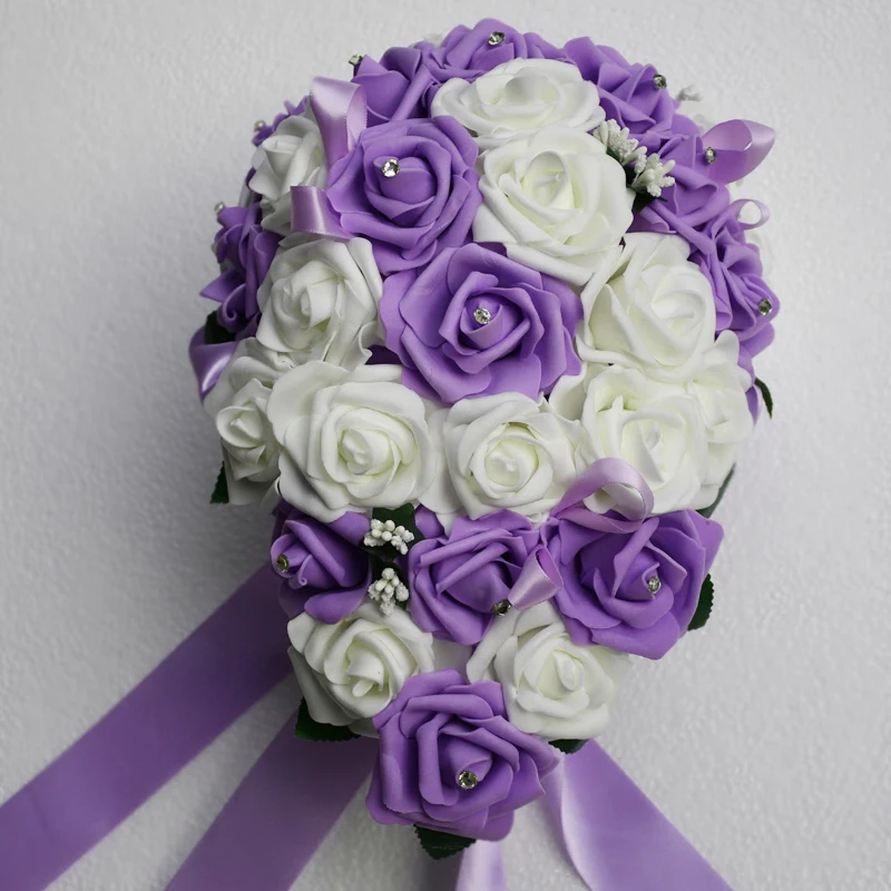 Wedding Bouquets Artificial Water droplets Crystal Bridal Wedding Bouquets Turquoise Shaped