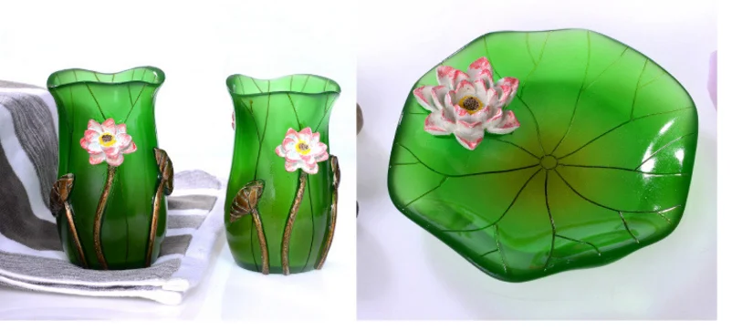 5Pcs Direct European-style garden bathroom lotus wash set creative fashion couple wash mug cup newlywed housewarming gift