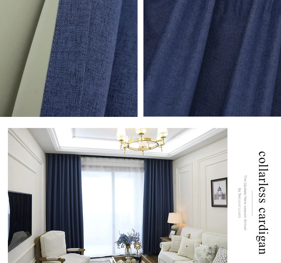 MAKEHOME Modern Linen Curtains for Living Room 100% Blackout Curtains for Bedroom Waterproof Thermal Insulated Fabric Curtains