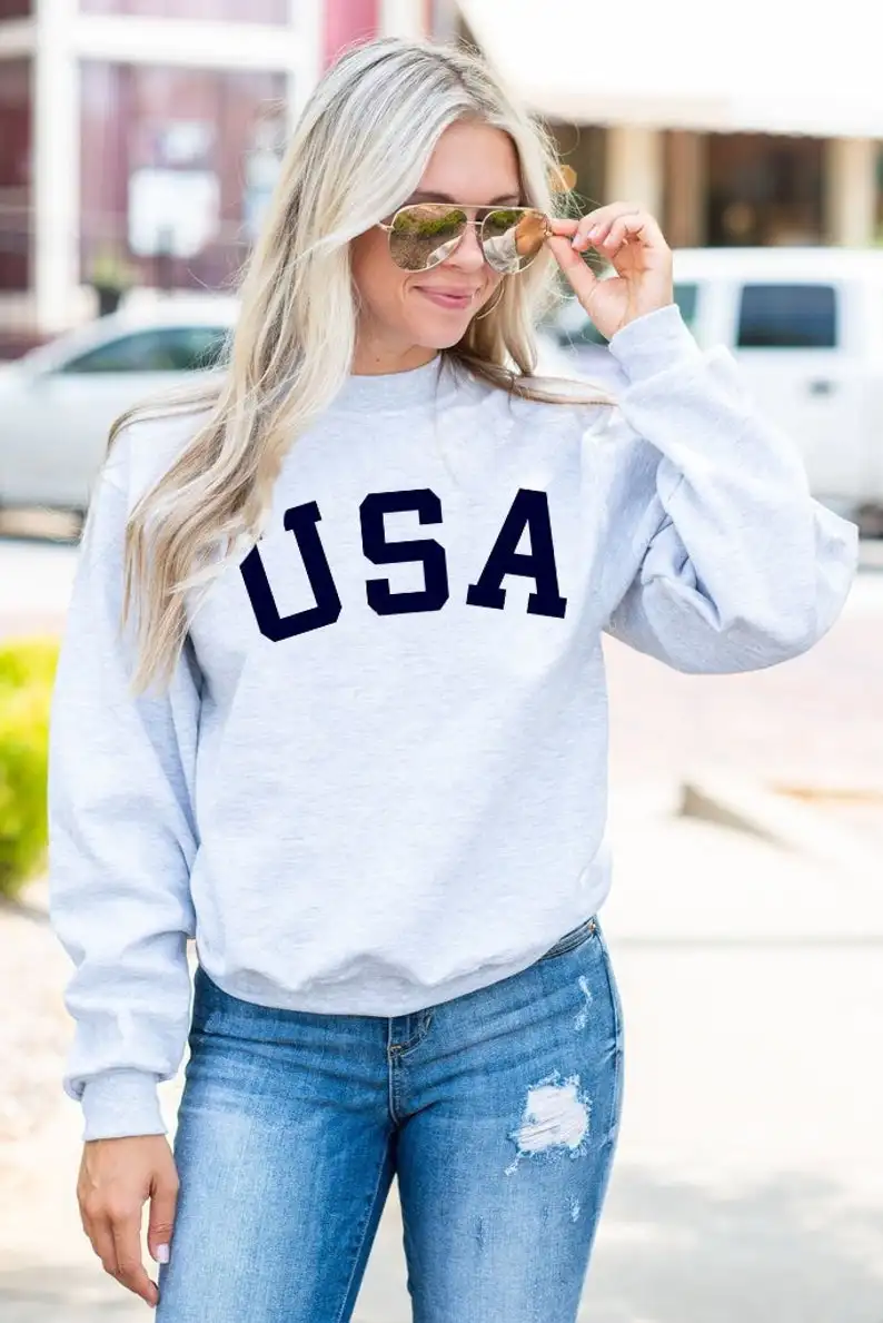 

Stay True New Arrival USA Sweatshirt America Sweatshirt Long Sleeved Fashion Women Jumper Unisex Spring Autumn Outfit drop ship