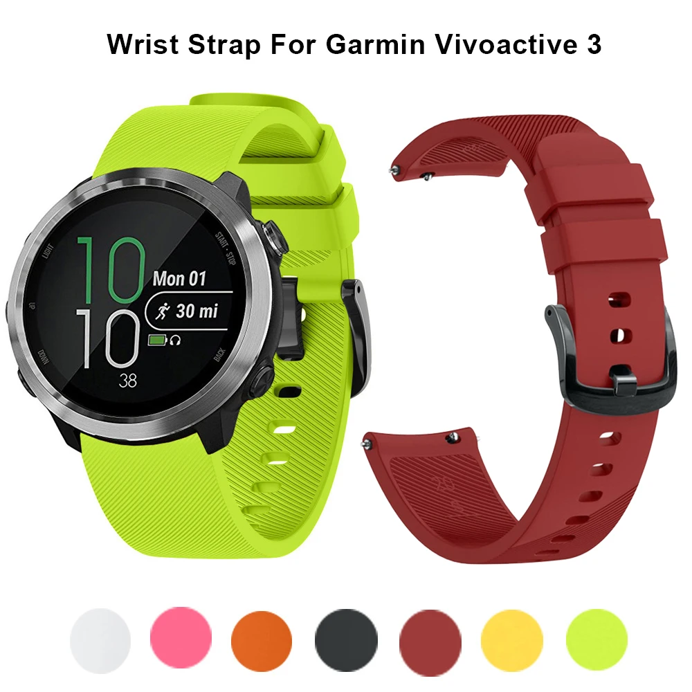 Мягкий силиконовый ремешок для смарт часов Garmin Vivoactive 3 Band Vivomove HR Браслет Forerunner 645