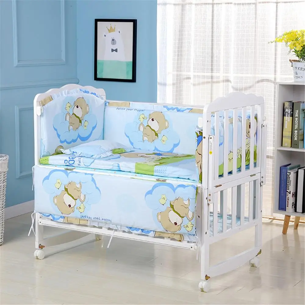 Crib Bed-Bumper Bedding-Set Baby Childrens Comfortable Washable Newborns Cartoon Cotton