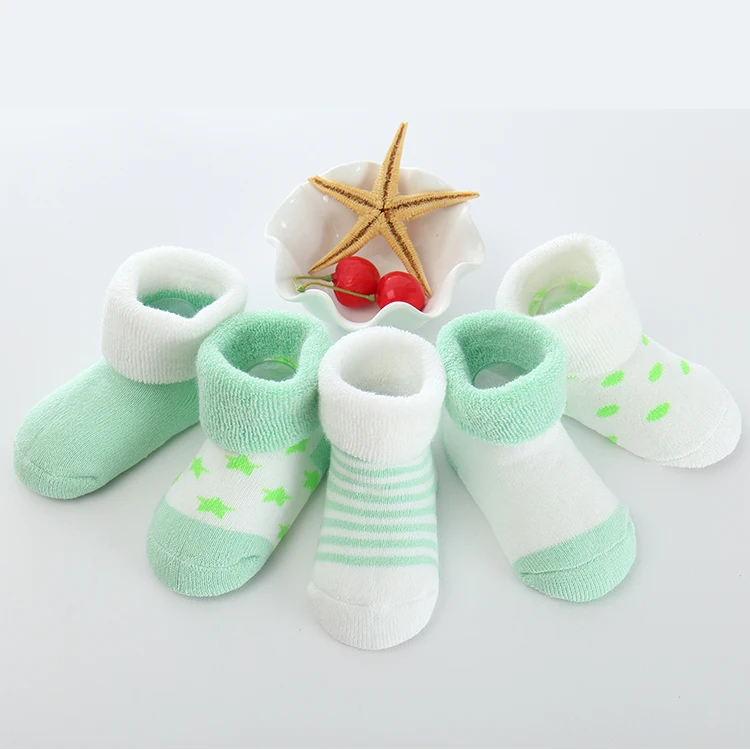 5 пар/лот Носки для новорожденных детей для маленьких девочек, зимний теплый хлопковый тепло и комфорт при ношении, носки для новорожденных детские носки для маленьких мальчиков носки Meia Infantil - Цвет: green