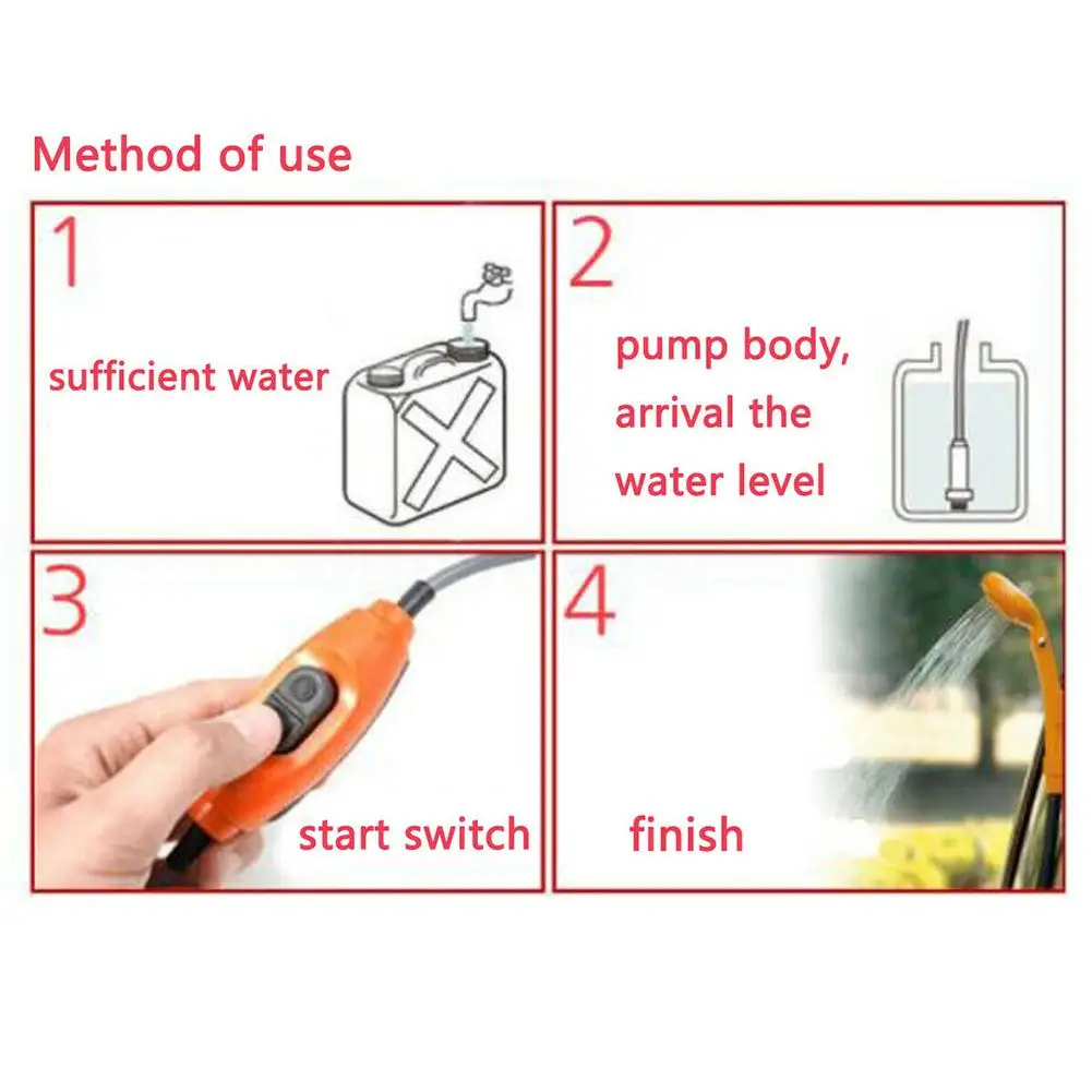 Car Washer 12V Portable Pressure Washer Car Shower Washer Set Electric Pump Outdoor Camping Car Wash Travel Cleaning Tool
