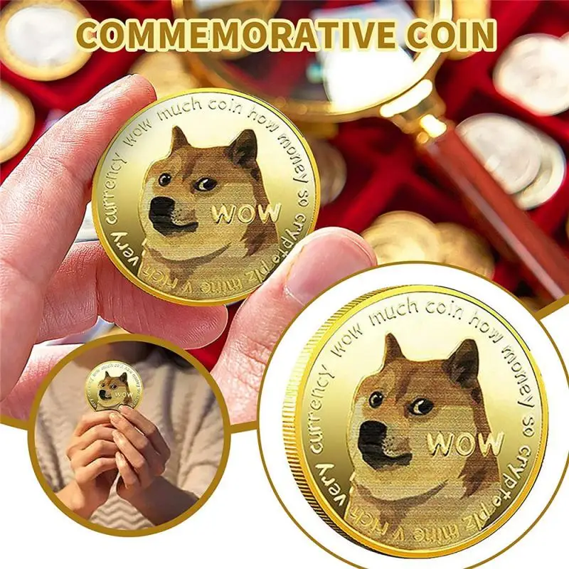 Dogecoin keychain Gold Doge Commemorative Ships From USA 