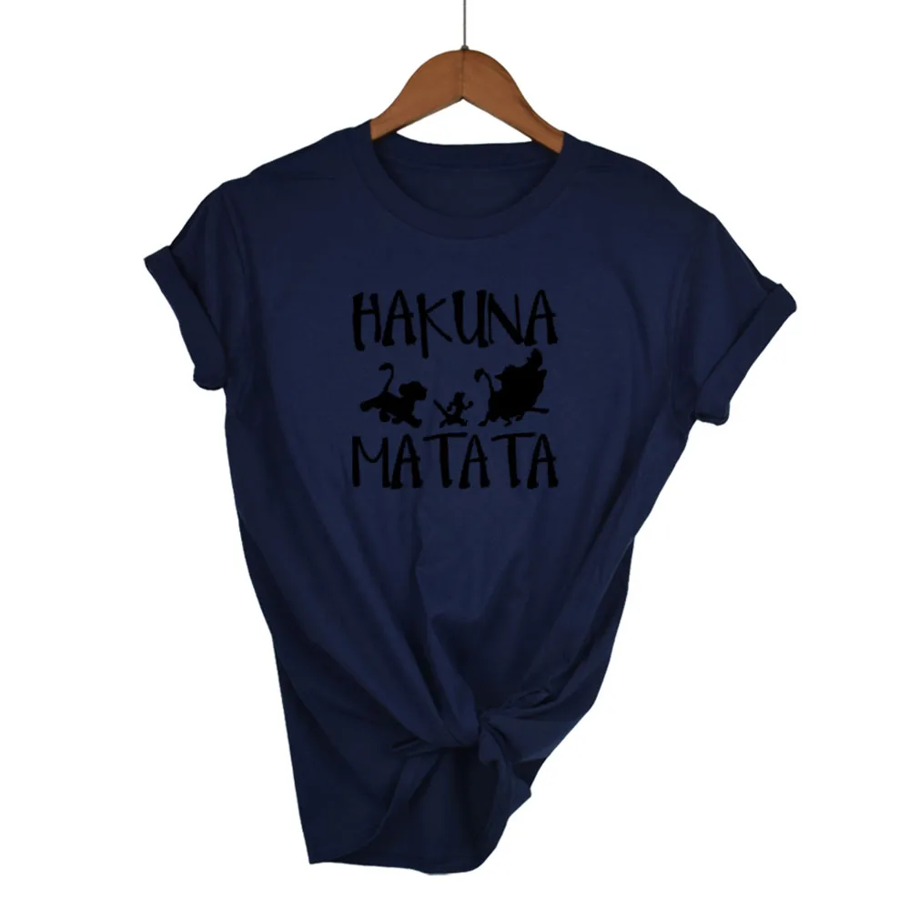 Новинка, футболка s для женщин, Hakuna Matata, Ulzzang, принт Король Лев, футболка для отдыха, круглый вырез, короткий рукав, футболка