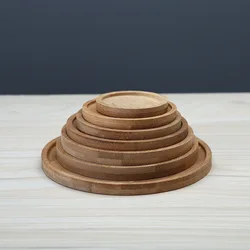 Multiple Sizes Round Desktop Bamboo Tray Plant Stand Rural Style Flower Pot Tray Holder for Indoor Flower Pots To Hold and Drain