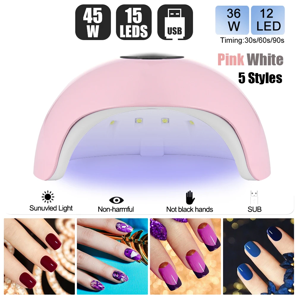 

36W/45W Memory Timer Nail Dryer Led UV Portable Lamp Curing For All Gel Polish LCD Display DIY Nail Art Manicure Machine Tools