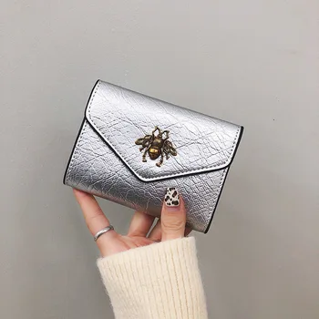 

Women's short wallet 2020 new INS fashion retro mini coin purse buckle soft leather wallet decoration folding money bag