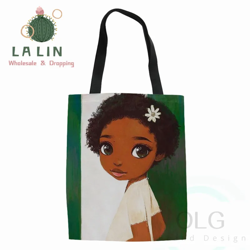 

LALIN Fashion Woman Shopping Bags Nigeria Girls Art Pattern Casual Students Girl Cloth Tote Bag For Shopper Reusable Handbag
