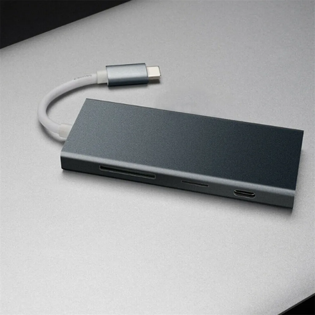 Серый OMESHIN usb-хаб USB C к HDMI Thunderbolt 3 адаптер для MacBook samsung Galaxy S9/Note 9 huawei P20 Pro type C USB 3,0 концентратор - Цвет: Серый