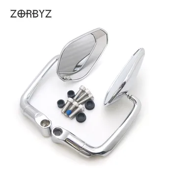 

ZORBYZ Universal Motorcycle Chrome L-bar Rearview Side Mirror For Harley Honda Suzuki Cruiser Chopper Street Bike