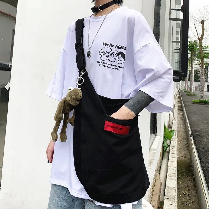 Модный многофункциональный жилет в Корейском стиле Harajuku уличный большой емкости сумка через плечо сумка для женщин черный мужской жилет