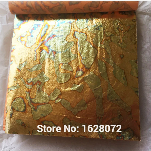 DIY 25 Sheets 14cm Booklets Variegated Gold Leaf Colorful Gold Foil Paper  DIY Gilding Leaf Art Nail Decoration Handicraft Tools
