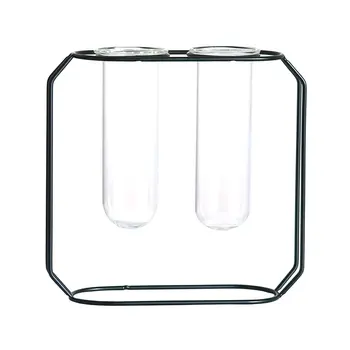 

Nordic Style Plating Gold Rose Gold Wrought Iron Test Tube Glass Flower Arrangement Vase Flowers Plant Hydroponic Decoration