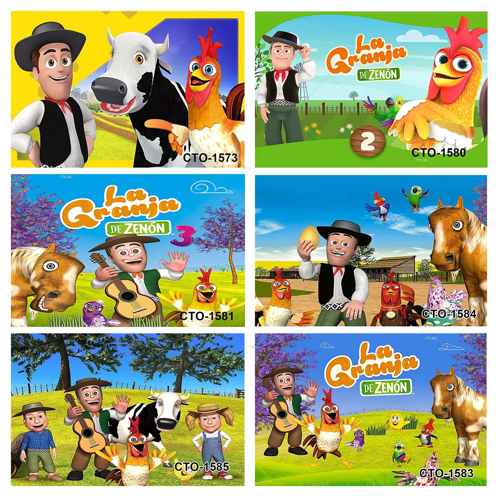 La Granja De Zenon Photo Background Custom Green Grass Animal Farm Photo Booth Vinile Studio Bambini Compleanno Sfondo Fotografia