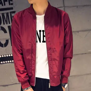 

Men Solid Color Zipper Jackets Men Slim Fits Long Sleeve Pockets Coat Jacket Baseball Coat jaqueta motociclista куртка мужская
