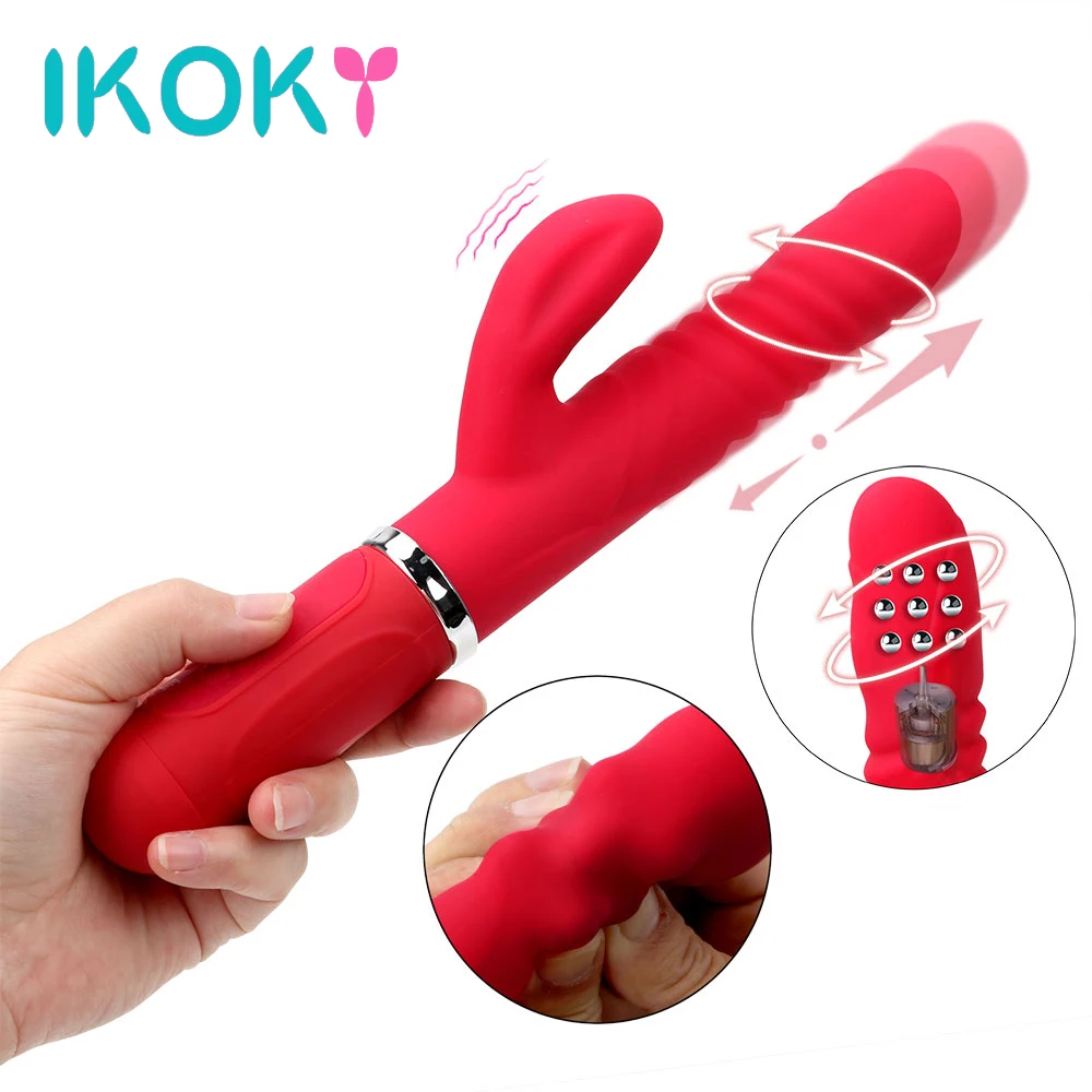 

IKOKY 36 Speed Rabbit Dildo Vibrator Transfer Beads AV Wand Telescopic 360 Degrees Rotation G-spot Massage Sex Toys for Woman