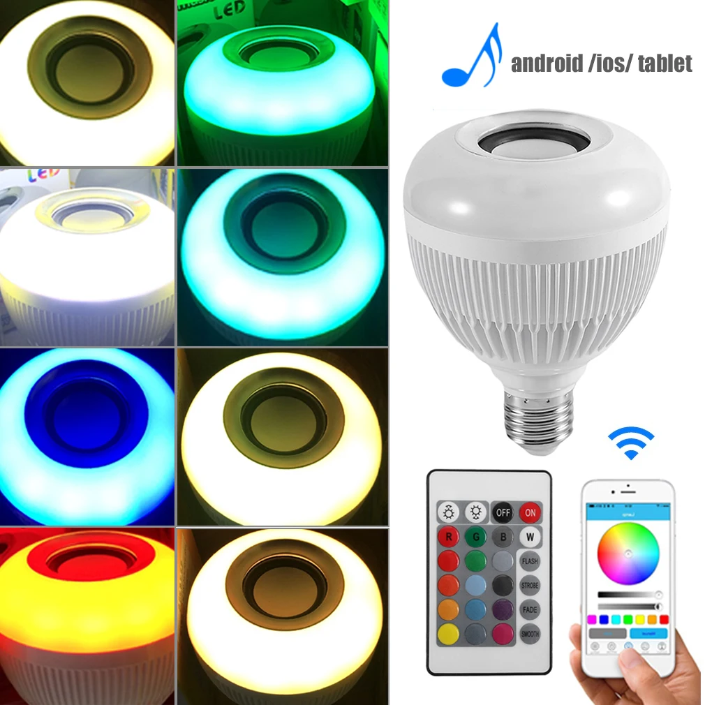 ICOCO умный беспроводной Bluetooth светодиодный стерео аудио динамик RGB цветная лампа 12 Вт 28 светодиодный s светильник с бусинами музыкальная лампа пульт дистанционного управления