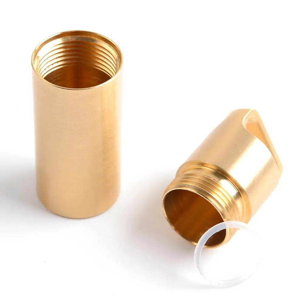 Portable Pill Case Brass Storage Box EDC Sealed Waterproof Metal Capsule Container Gold Mini Easy To Open Healthy And Safety