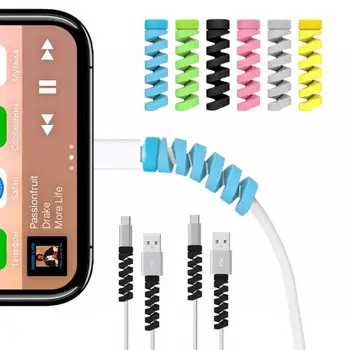 

12Pcs Spiral USB Charge Cable Protector Data Cord Saver Cover for iPhone Android Universal Soft Spiral Cable Protector