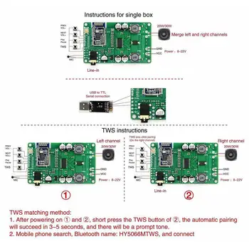 

1pcs TWS Bluetooth 5.0 Power Amplifier Board 30W / Adapter Power Audio Power Support Mono Stereo Module Supply 20W Notebook I9M6