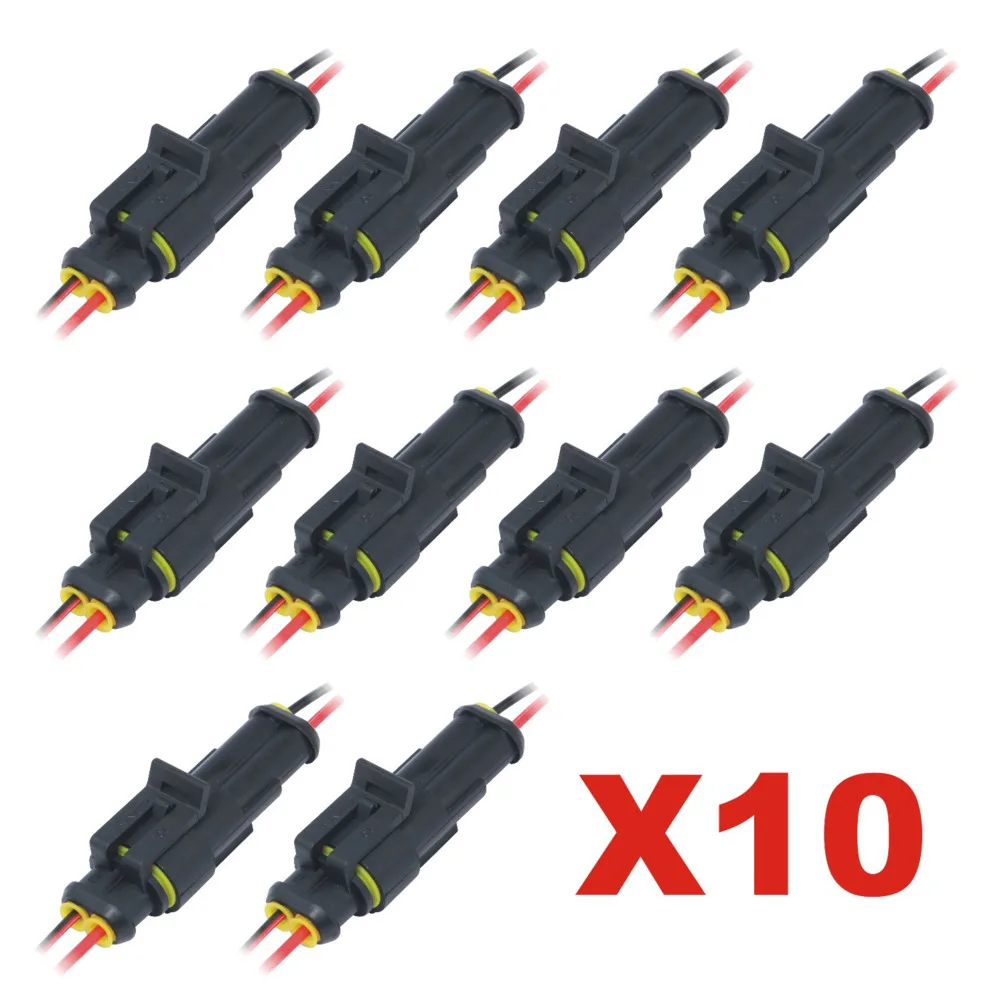 

10pcs Multi-function Sub Bus Waterproof Male Female Electrical Connector Plug 2-pin Way With Wire For Car Motor Scooter Marine