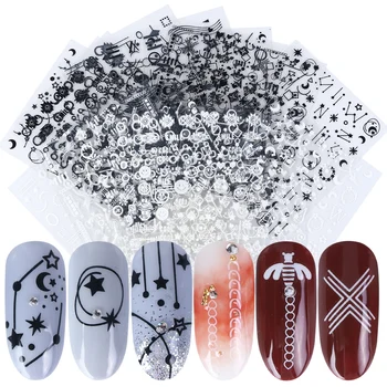 

1pcs Geometric Nail Sticker Decals Heart Moon Pattern 3D Wraps DIY Adhesive Hollow Line Manicure Slider Decor Tips JICB133-141