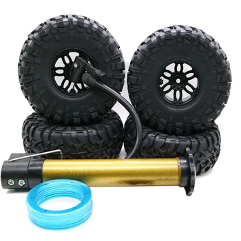 

4PCS RC Car Inflatable Tires 2.2 Inch Wheel Hub Rims for 1:10 RC Rock Crawler Axial SCX10 AX10 D90 TRX-4 RC4WD-Blue Black