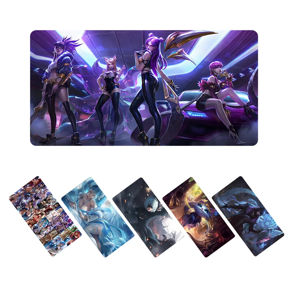 Пользовательский большой игровой коврик для мыши Аниме LOL KDA сексуальная девушка