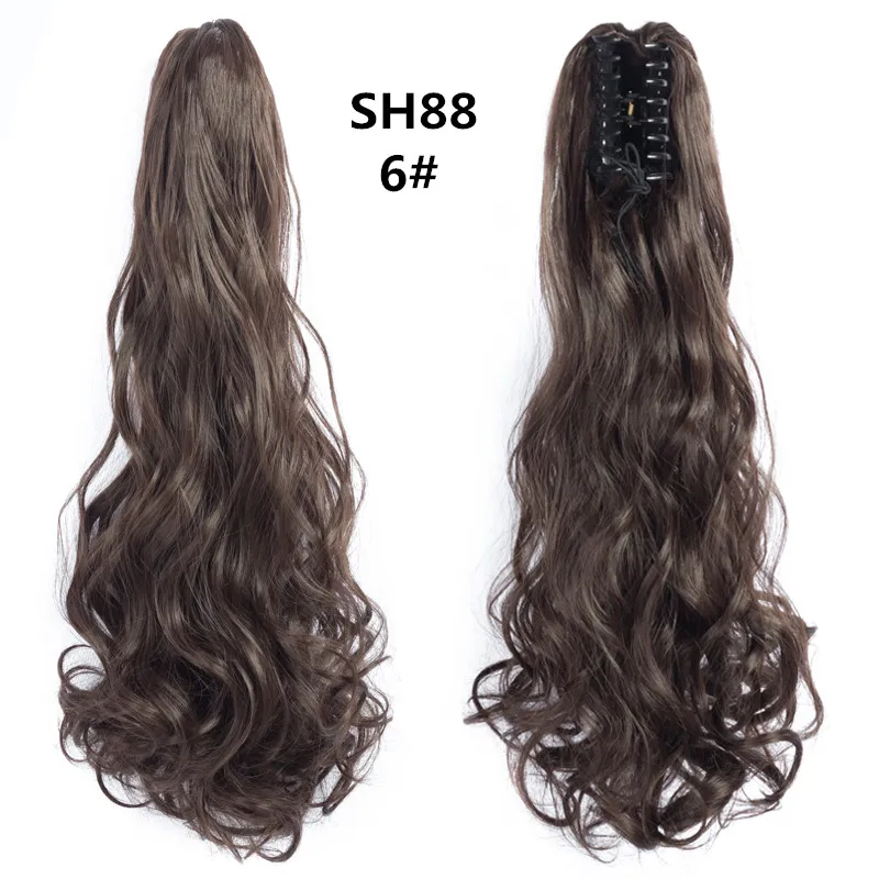 Pervado волосы 2" длинные волнистые коготь на конском хвосте наращивание волос Синтетический зажим на шиньон жаростойкий конский хвост для женщин - Цвет: 6