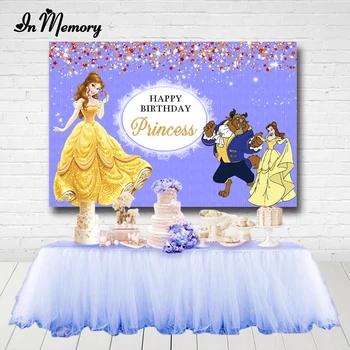 

InMemory Beauty And The Beast Theme Birthday Party Backdrops Purple Bokeh Princess Girls Birthday Party Photography Backgrounds