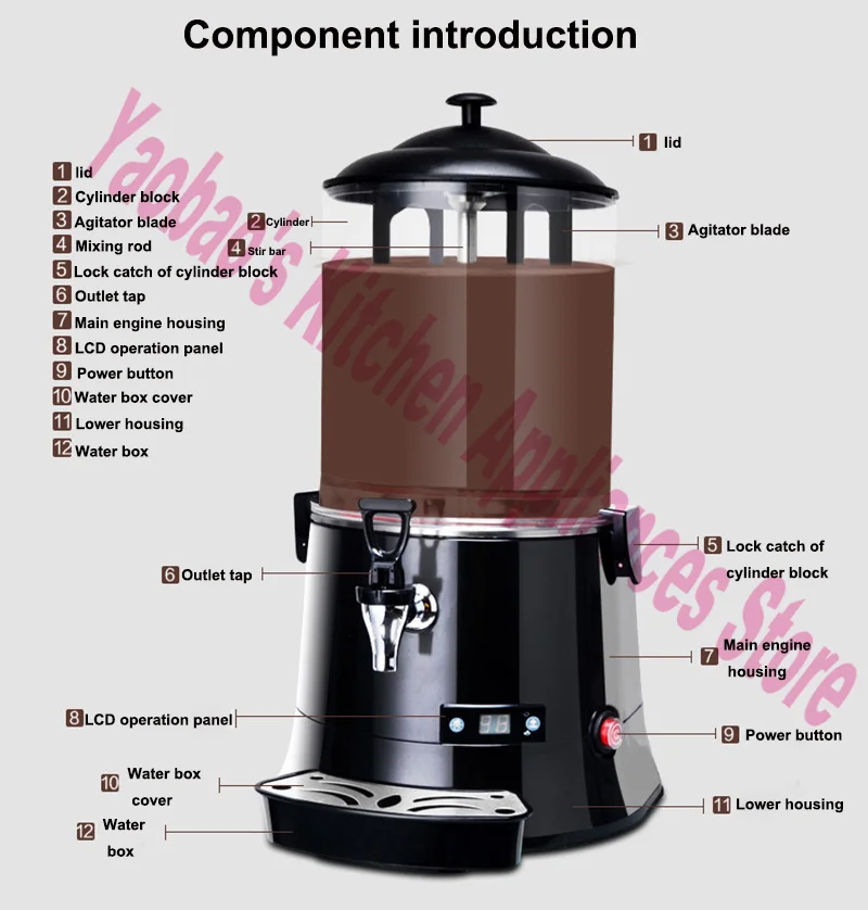 0L Commercial Hot Chocolate Maker Machine for Heating Chocolate Coffee  Milktea